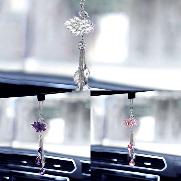 Atualizar carro ambientador pingente decorativo moda feminina pingente auto acessórios interiores criativo adorável interior cristal cisnes pendurado peça