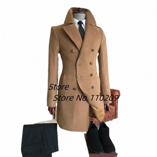 Abito da uomo Lg stile britannico bello risvolto doppiopetto autunno inverno caldo e casual 2022 tinta unita Busin cappotto sottile I5Dl #