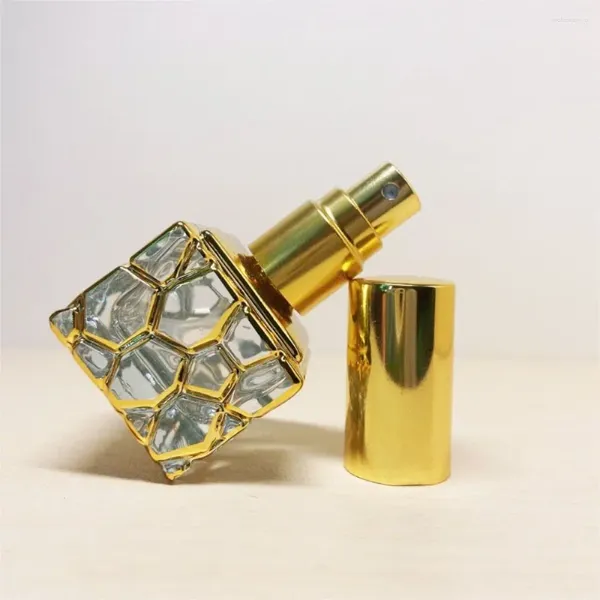 Garrafas de armazenamento de vidro luxo galvanoplastia cosméticos óleo essencial recarregável amostra frasco perfume atomizador mini garrafa spray