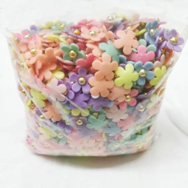 Компоненты 500peeces 17 -миллиметровый корея DIY Candy Acryl Flower Beadbase Beads Paster. Stick for Woman Harepin Bag Bag