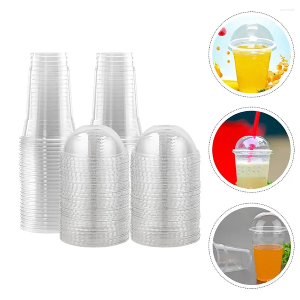 Coppe monouso cannucce da 40 pezzi Piano in plastica Plastica Portable Clear Feach Drink Drink Succo multifunzione con coperchi