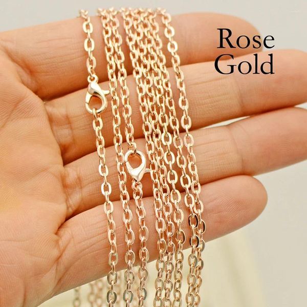 Catene 100 X Collana color oro rosa per donna Creazione di gioielli con catena Rolo in bronzo rame nero placcato argento all'ingrosso