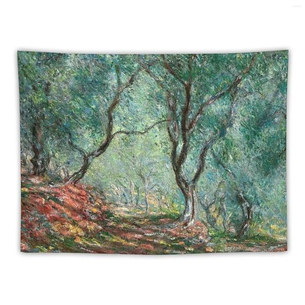 Tapeçarias Claude Monet - Madeira de Oliveira em Moreno Jardim Tapeçaria Decoração de Parede Estética do Quarto
