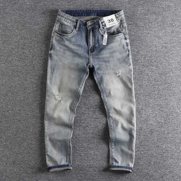 Erkekler kot yeni erkek yük pantolonu dokuz puanlık bir tasarım ve şık görünümlü j240328