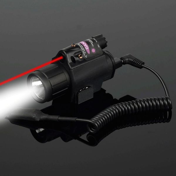 Torcia a LED integrata regolabile verso il basso con laser rosso integrato, torcia tattica a luce forte con linea di coda regolabile a 3 velocità