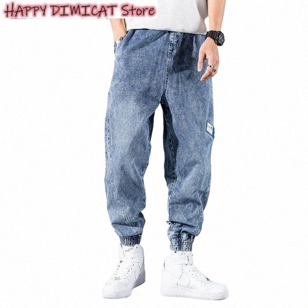 Calças de brim masculinas calças de carga joggers pant streetwear hip hop harem calças de brim homens soltos corredores denim casual moletom estilo coreano b5p2 #