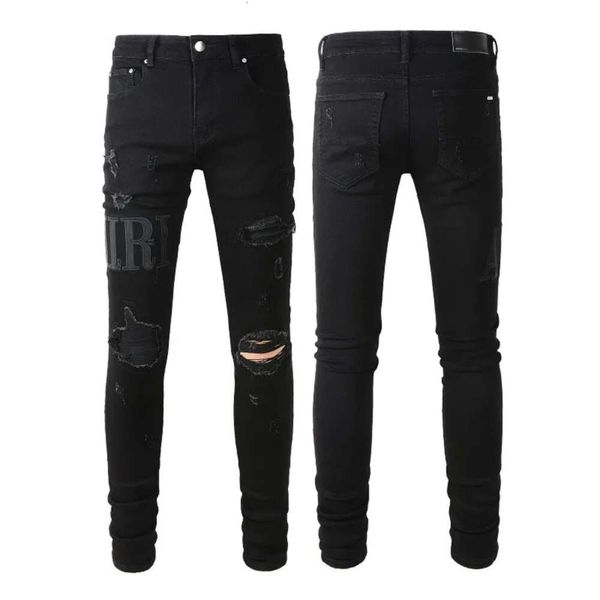 Jeans roxo 2023ss designer masculino hip-hop moda zíper lavável carta retro moda masculina design motocicleta ciclismo magro 769