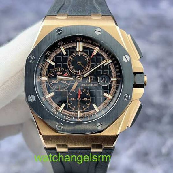 Coleção de relógios de pulso AP Royal Oak Offshore Series 26401RO Cerâmica / ouro rosa 18K Material Data Timing Função Automático Mecânico Relógio masculino