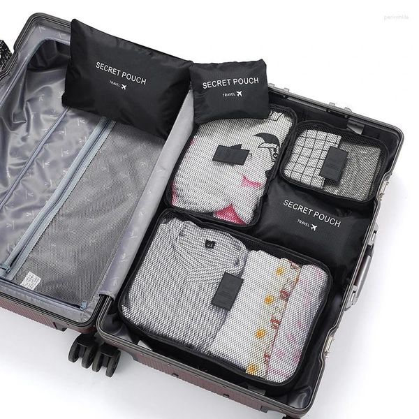 Aufbewahrungstaschen Reiseunterwäsche Tragbare Tasche 6 Stück Dokumente Kleidung Verschiedenes Wasserdichtes Make-up-Wasch- und Organisationsset