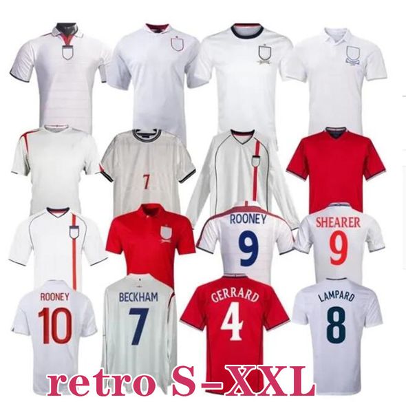 2000 20002 2004 retro camisas de futebol 2003 2005 2007 2006 2008 2010 2012 2013 Gerrard Lampard Rooney Owen Terry Inglaterra clássico camisa de futebol vintage S-XXL
