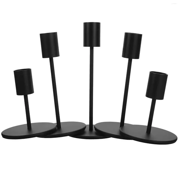 Castiçais 5 pcs castiçal casa acentos decoração pilar suporte peça de metal conjunto desktop titular ferro para taper escritório