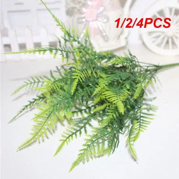 Fiori decorativi 1/2/4pcs steli artificiali asparagi pelta di alta qualità arbusto fiore di casa ufficio di plastica verde pianta decori