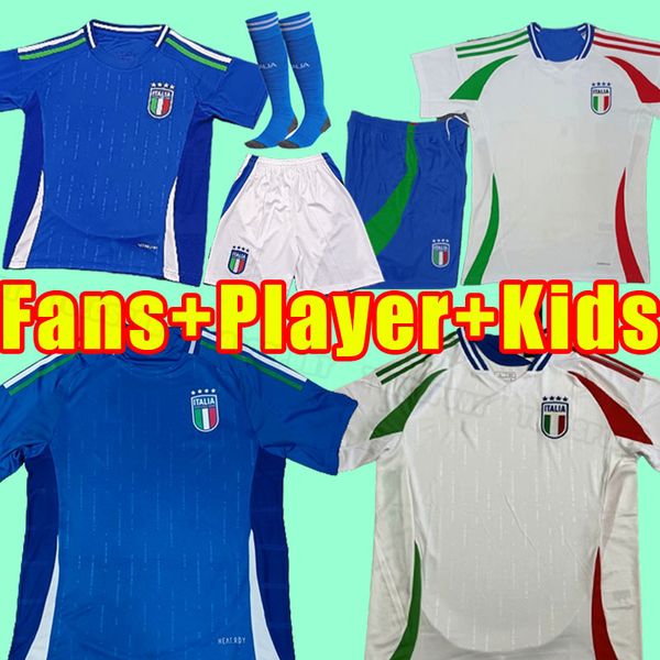 2024 Italia Maglie da calcio Tifosi Versione giocatore Maglie Da Calcio TOTTI VERRATTI CHIESA Italia 24 25 Maglie da calcio da uomo T LORENZO Uomo Uniforme uomo bambini kit