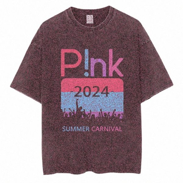 Cantante di musica Tour P! Nk SUMMER CARNIVAL 2024 Fan T-shirt Qualità Cott Uomo Donna Abbigliamento Rock Pink Graphic Manica corta Tees u6Di #