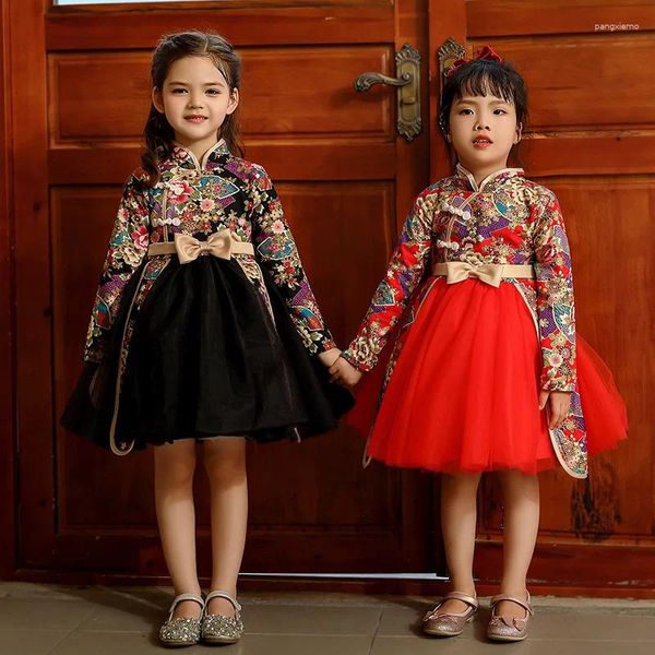 Roupas étnicas Meninas Saudações de Ano Melhorado Cheongsam Crianças Hanfu Elegante Vestido de Princesa