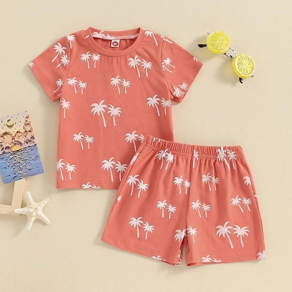 Kleidung Sets 0-4Y Jungen Sommer Baumwolle T-shirts Tropischer Baum Druck Shorts Kinder Kleidung Casual Für Kinder