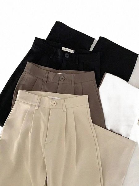 JMPRS Pantaloni da donna a vita alta Pantaloni da ufficio dritti da donna Pantaloni coreani Fi Pantaloni casual allentati Pantaloni neri femminili Nuovo 90Pg #