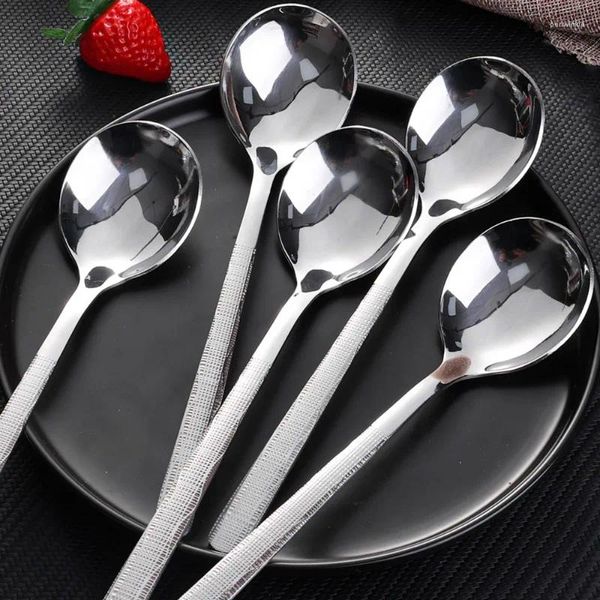 Colheres alça longa redonda de aço inoxidável sopa cozinha multi-propósito criativo utensílios de mesa domésticos utensílios de cozinha