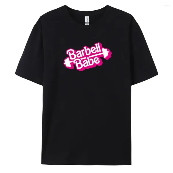 Herren-T-Shirts „Barbell Babe“-T-Shirt im Vintage-Stil mit kurzen Ärmeln und Baumwollstoff