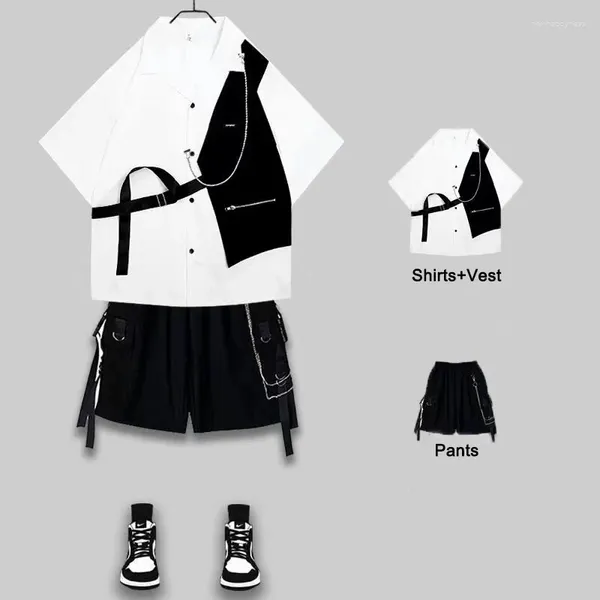 Tracksuits masculinos Arens Techwear Define Carga Shorts Camisa Kit Camisas de Manga Curta Coreano Streetwear Hip Hop Harajuku Verão