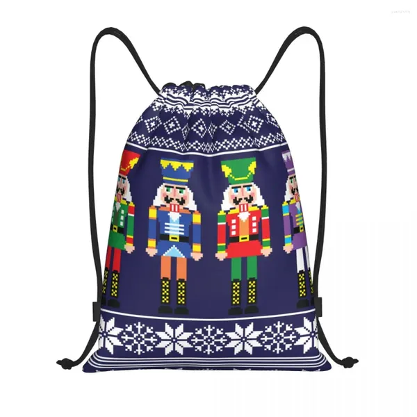 Sacos de compras Nutcracker Cordão Mulheres Homens Portátil Ginásio Esportes Sackpack Natal Nutcrackers Brinquedo Soldado Treinamento Armazenamento Mochilas