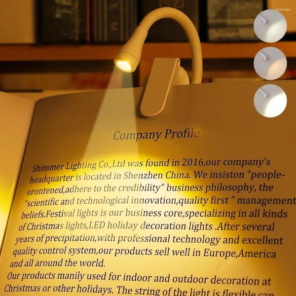 Ночные огни Мини-светильник для книг Откидная на 360° Складная лампа-клипса Аккумуляторная батарея Защита глаз для путешествий