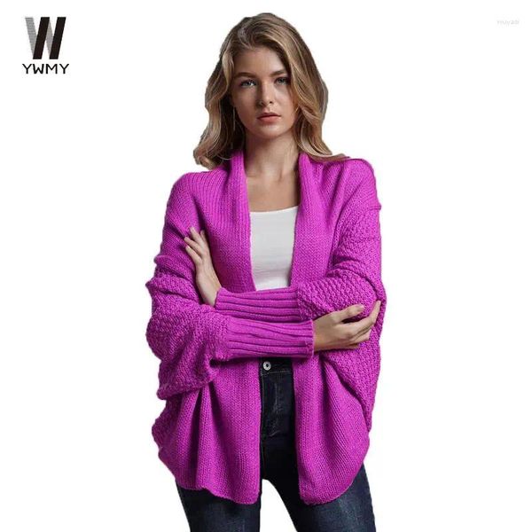 Malhas femininas oversized camisola cardigan roupas de malha retalhos batwing mangas outerwear feminino inverno plus size casaco