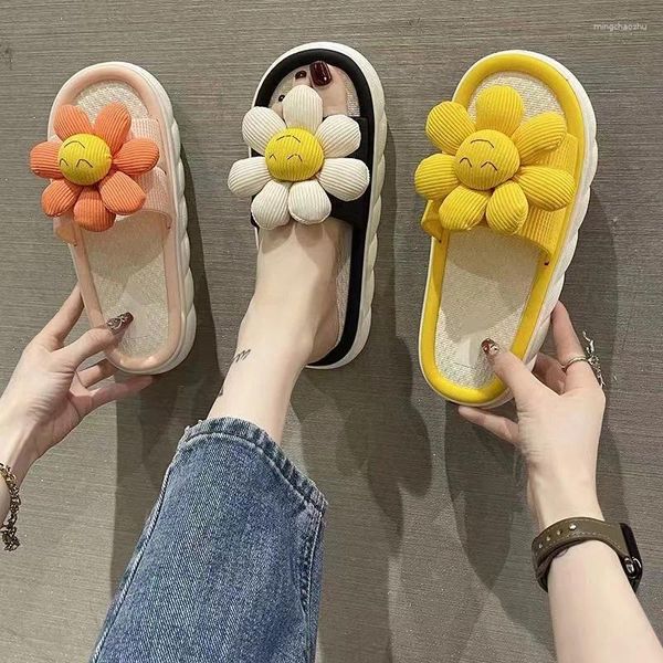 Hausschuhe Fashion Floral Spitze Sommer Strand Flip-Flops Frauen Sandalen Casual Flachs Flache Bequeme Hause Outdoor Rutschen Schuhe 2024