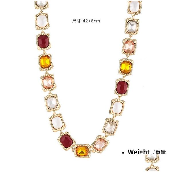 Perlenketten Designer Lin Zhous Legierung Glasfarbe Diamant eingelegte Halskette für Damenmode und Temperament mit einer Nische High-E Othgg
