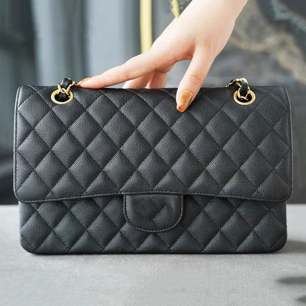 Borsa a mano di lusso flip in stile pelle di pecora del designer cc borsa a tracolla da donna classica a strisce quadrate di alta qualità in tinta unita di alta qualità