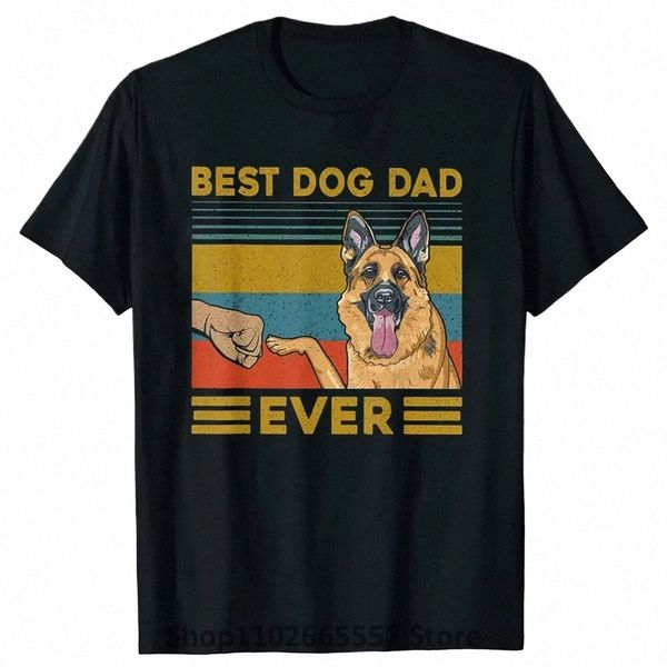 Lustiger bester Hund Papa aller Zeiten Deutscher Schäferhund Retro Vintage T-Shirts Sommer Cott Streetwear Kurzarm Geburtstagsgeschenke T-Shirt N9Qx #