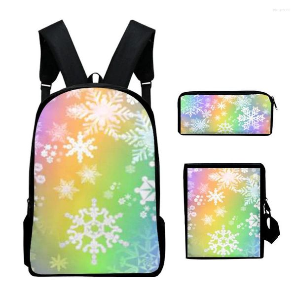 Rucksack Mode Jugendliche Frohe Weihnachten 3D-Druck 3 Teile/satz Student Reisetaschen Laptop Daypack Umhängetasche Federmäppchen