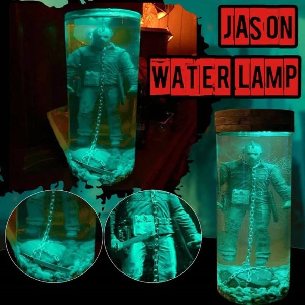 Miniaturas Jason Voorhees Coletor Lâmpada de Água Jason Vive Estatueta de Terror Luz Noturna Lembrança Presente Personagens de Filme Estátua Decoração de Casa