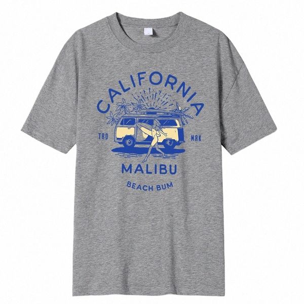 Калифорния Малибу Beach Bum Prints Одежда с принтом Мужская футболка большого размера Летняя удобная повседневная футболка Cott Tee Shirt s2mu #