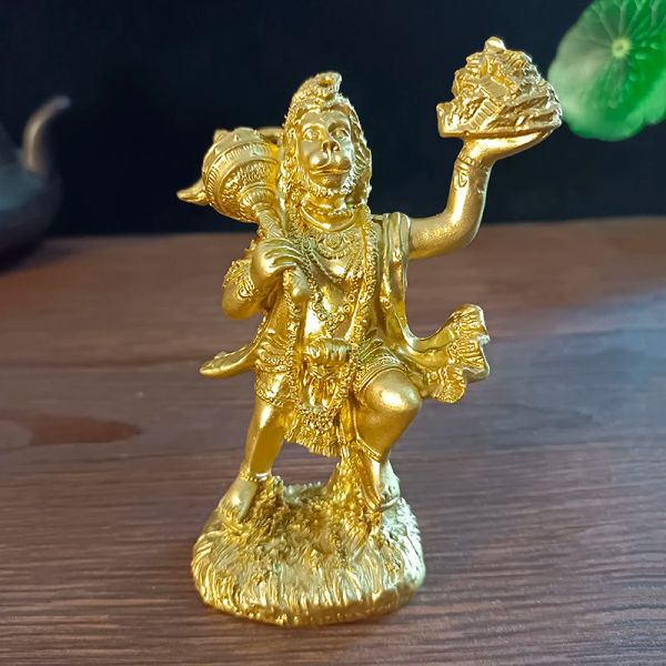 Esculturas de ouro hanuman estátua estatueta ornamentos resina indiano macaco hindu deus buda estátuas escultura decoração para casa presente sorte