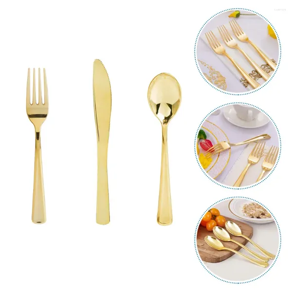 Talheres descartáveis talheres conjunto de prato de plástico utensílios de mesa acessórios de festa suprimentos portáteis talheres cortadores garfos colheres kit sobremesa