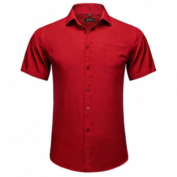 fi Red Luxury Shirt für Männer Hochzeit Party Umlegekragen Kurzarm T-Shirt Männer Kleidung für Frühling Sommer Großhandel p6Rf #