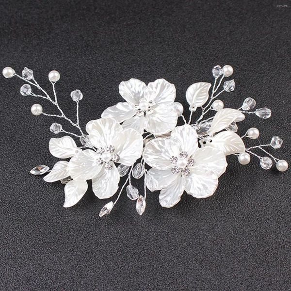 Fermagli per capelli Clip di fiori di perle di cristallo Stile floreale Barrette Gioielli da sposa Accessori da sposa per damigelle d'onore