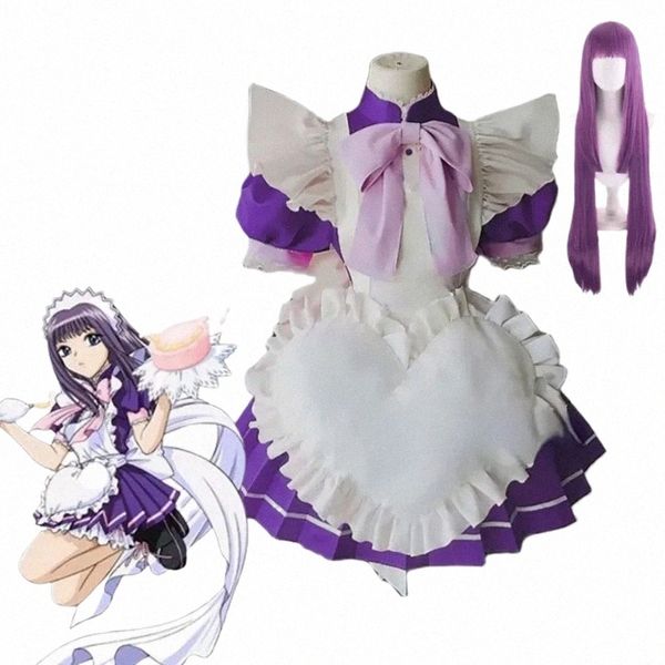 anime!Tokyo Mew Mew Fujia Zakuro Maid Dr elegante lindo uniforme cosplay traje festa roupa feminina 90mr #