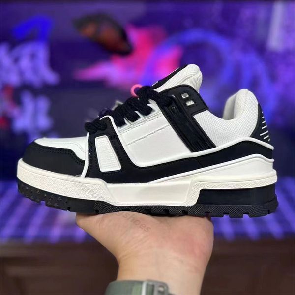 Tasarımcı Yeni Ayakkabı Eğitmeni Maxi Sneaker Fashion Shoelace Beading Boncuk Tortu Günlük Ayakkabılar Kadın Erkekler En Kalite Deri Platform Spor Ayakkabı Boyutu 35-45 Q1