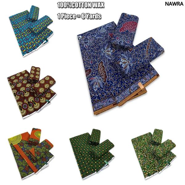 Tecido ankara african cera tecido de cera real de cera real nigeria gana estilo tissu vestido de costura artesanato diy 100% algodão material ax785