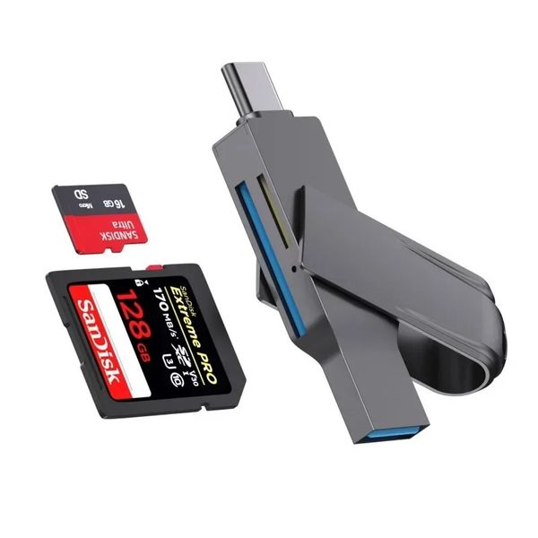 Leitor de cartão OTG Type C SD TF 6 em 1 USB 3.0 Micro USB Flash Drive Adaptador 5 Gbps de transferência de alta velocidade Leitor de cartão multifuncional