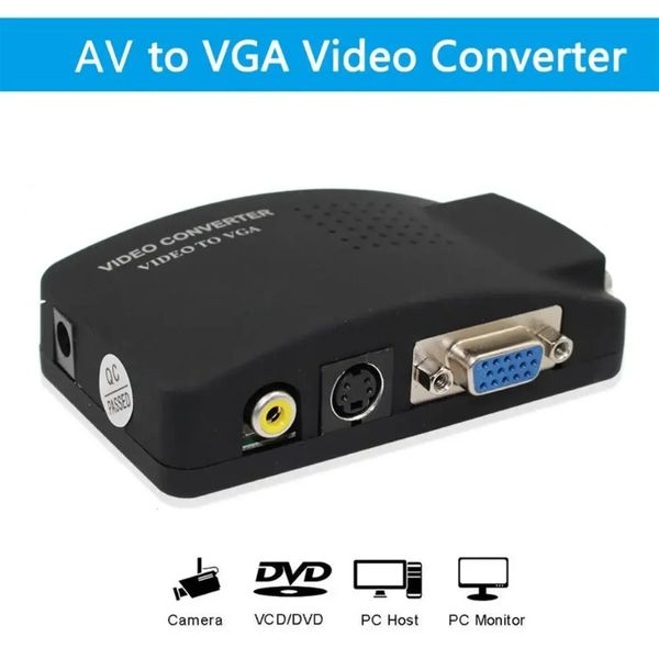 2024 BNC - VGA Video Dönüştürücü AV - VGA CVBS S PC VGA OUT adaptör Dönüştürücü Anahtar Kutusu için Video Girişi PC MACTV Kamera DVD DVR