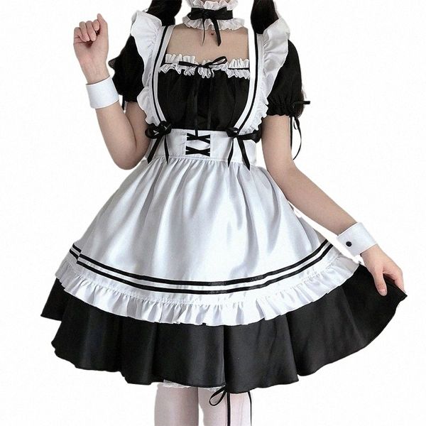 2023 siyah sevimli lolita hizmetçi kostümleri kızlar kadınlar güzel hizmetçi cosplay kostüm animati gösterisi Japon kıyafeti dr kıyafetleri i8j0#