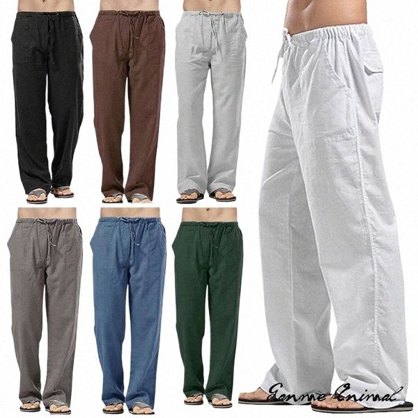 fi Mens Calças Largas de Linho Calças Coreanas Oversize Esportes Streetwear Masculino Primavera Calças de Yoga Casual Roupas Masculinas Sweatpants 272b #