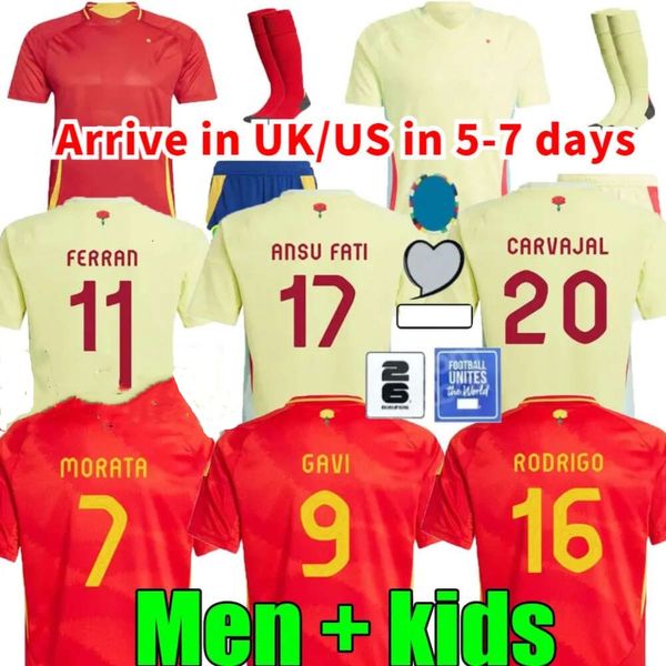 Maglia da calcio Spagna 24/25 MORATA FERRAN ASENSIO 2024 Euro Cup Maglia da calcio della squadra nazionale spagnola 2025 Kit da uomo per bambini Set Casa Lontano Camisetas Espana RODRI OLMO Bambini