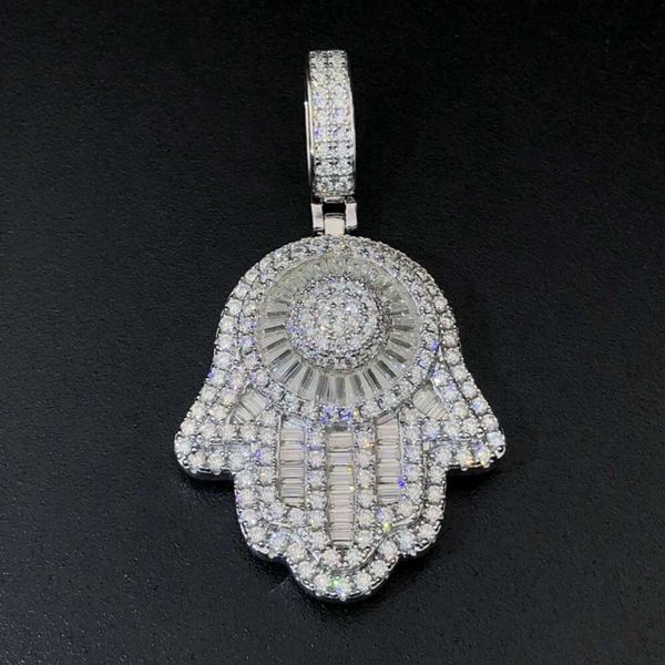 Prata esterlina personalizada de fábrica 9K/10K/14K/criar design de moda hip hop moissanite/pingente fino de diamante de laboratório