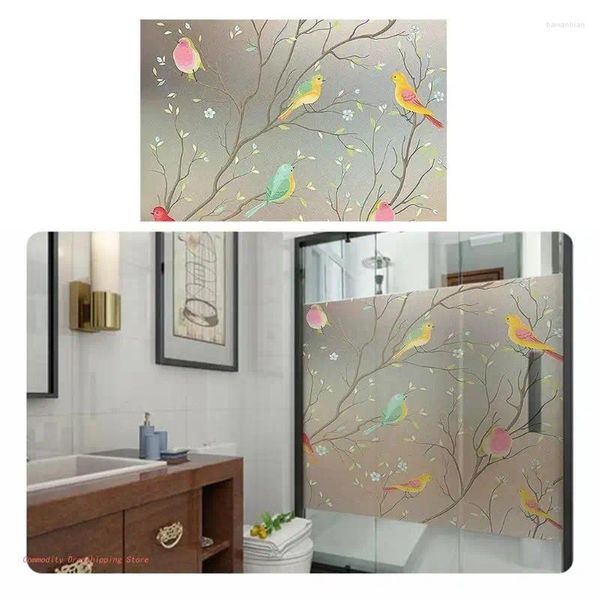 Adesivi per finestre Pellicola privacy Uccelli in vetro smerigliato decorativo per il bagno di casa