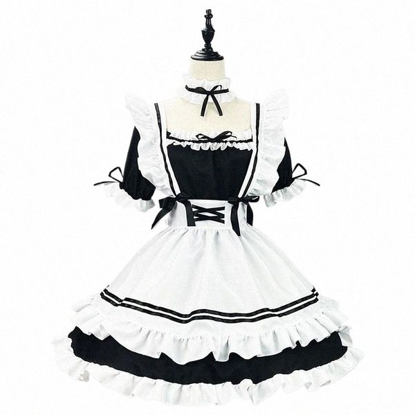 Japanische Maid Uniform Schöne Mädchen Studentin Lolita Dr Cosplay Kostüm Süße Nette Katze Cafe Princ Harajuku Kawaii Dessous a1Gn #