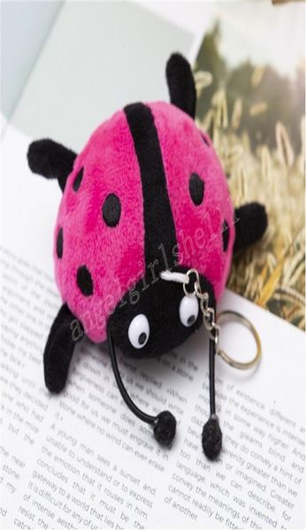 Portachiavi in peluche animale cartone animato da 9 cm Sette stelle Coccinella farcita piccola bambola giocattolo per regali di nozze 4 colori opzionali2501129